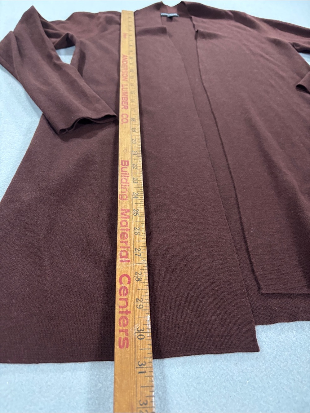Eileen Fisher Ultrafine Merino wool Open-Front Cardigan Sweater burgundy brown - Picture 4 of 10